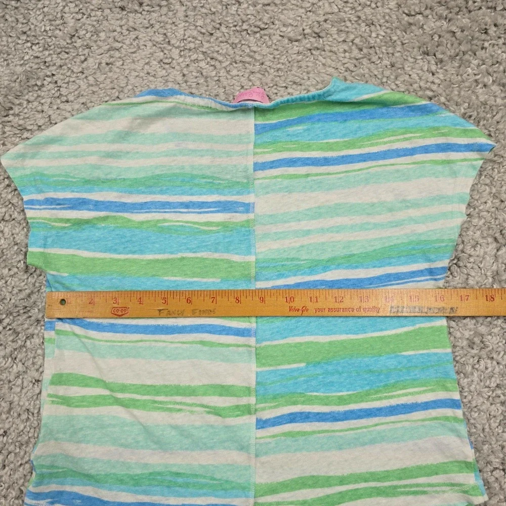 Lilly Pulitzer Women Linen Split Neck Top Size XS Striped Coastal Preppy - Picture 7 of 9
